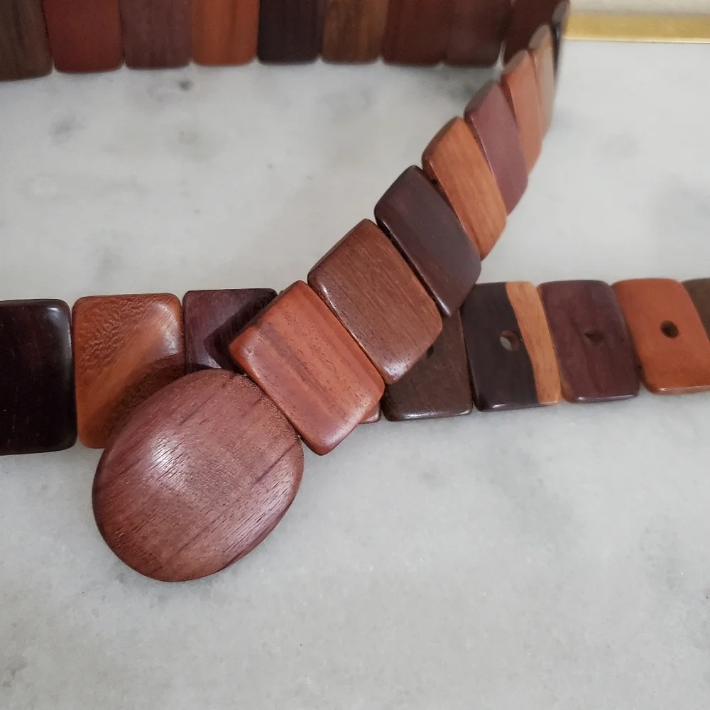 Vintage Cool Wood Belt Women's Size M-L
